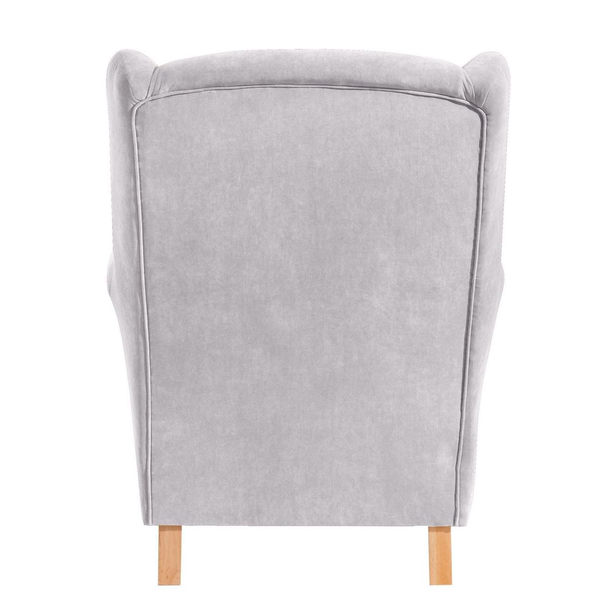 OHRENSESSEL Karlen Bezug Veloursstoff Buche natur / silber - Silberfarben/Buchefarben, Kunststoff (86/103/77cm) - 58aufmkessel