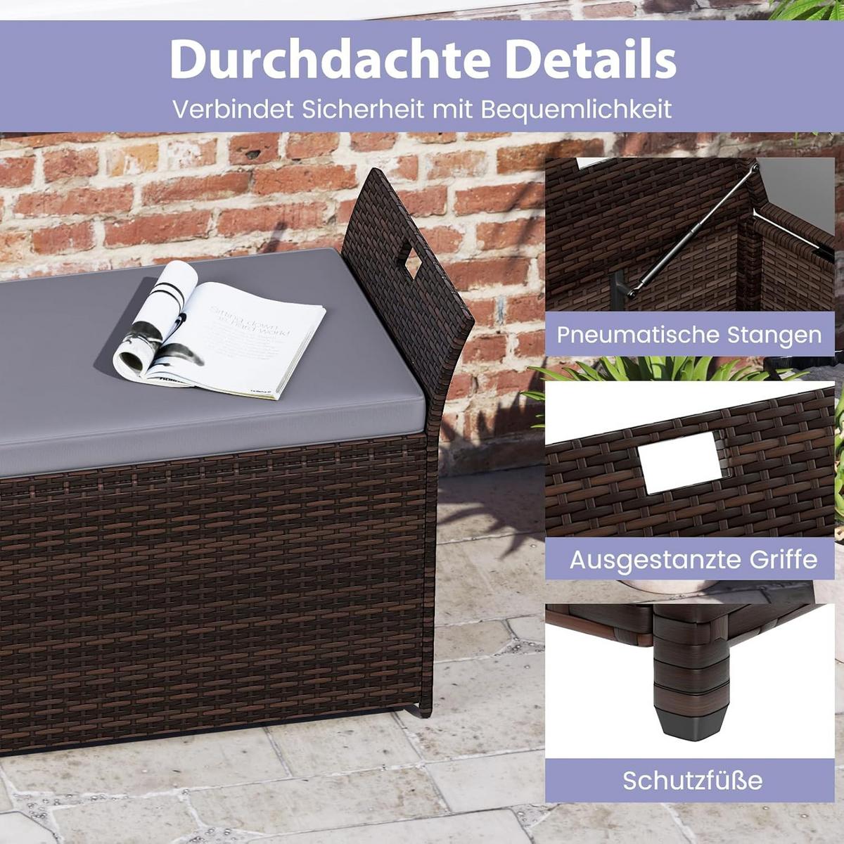 GARTENBOX Braun - Braun, Kunststoff (125/71/56cm) - COSTWAY