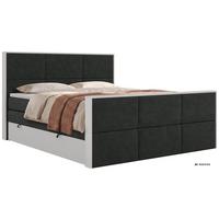 BOXSPRINGBETT DELVIT KING DUO 140/200 - Dunkelgrau Stukture - Topper Visco - H4 - Dunkelgrau/Schwarz, Kunststoff/Textil (140/200cm) - MKS