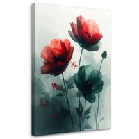 LEINWANDBILD, Pastellrote Blumen - Grün, Textil (30/45cm) - Feeby
