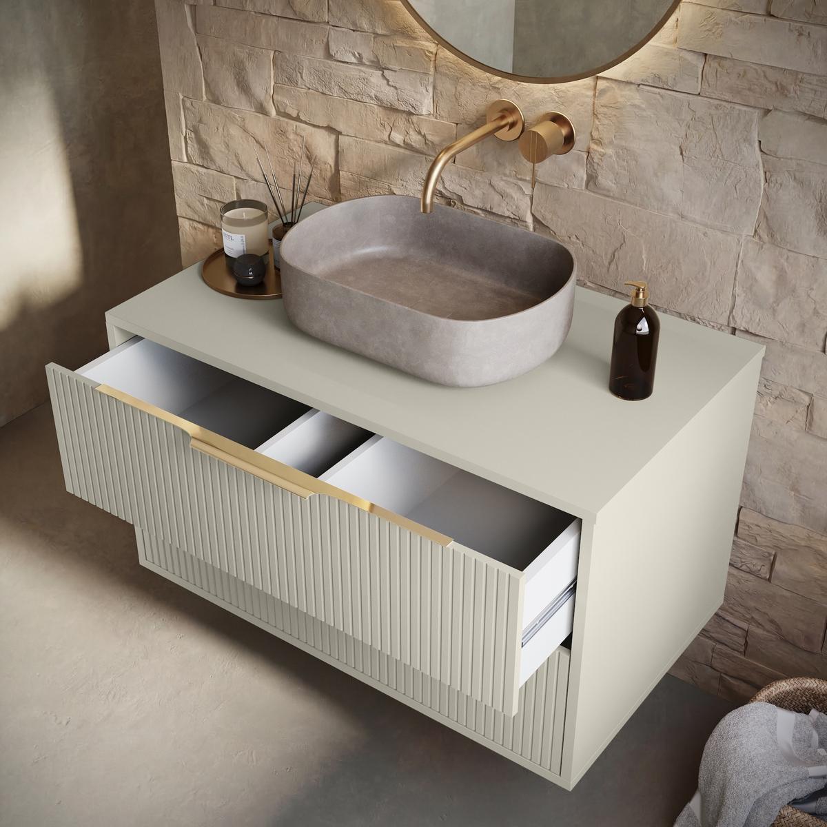 BADMÖBEL-SET Rimini 2 Teile Cashmere - 80 x 46 x 46 cm - Kaschmir, Holz (80/46/46cm) - Badplaats