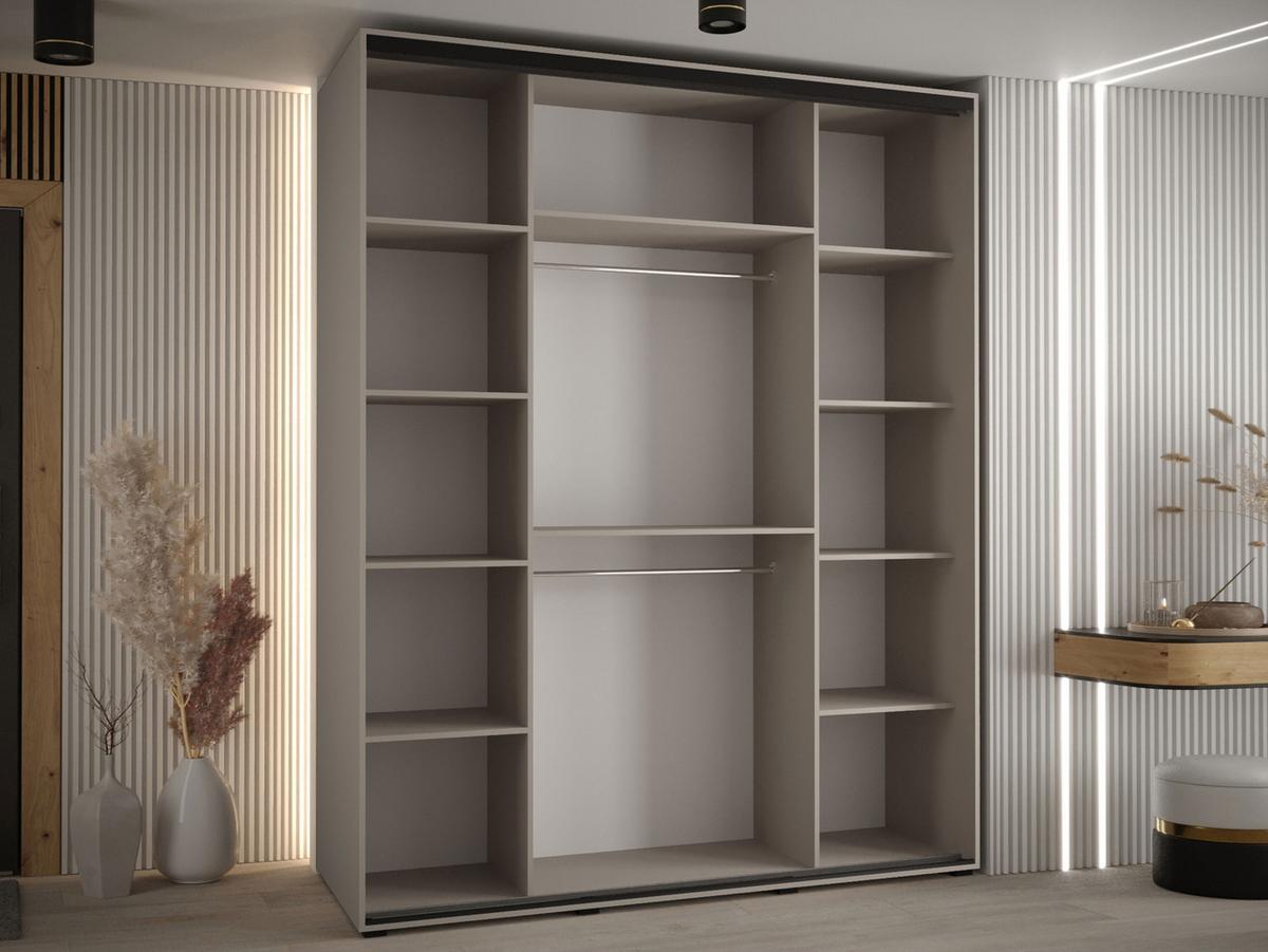 KLEIDERSCHRANK Dakota 3 200 cm - Beige/Schwarz, Holzwerkstoff/Kunststoff (200/235/60cm) - MIRJAN24