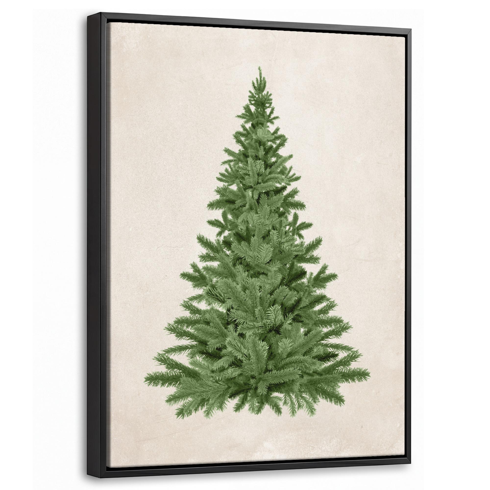LEINWAND Bilder mit Rahmen - Weihnachtsbaum - Grün - Weihnachten - Feiertage - 30x40 - Olivgrün, Textil (30/40cm) - MuchoWow