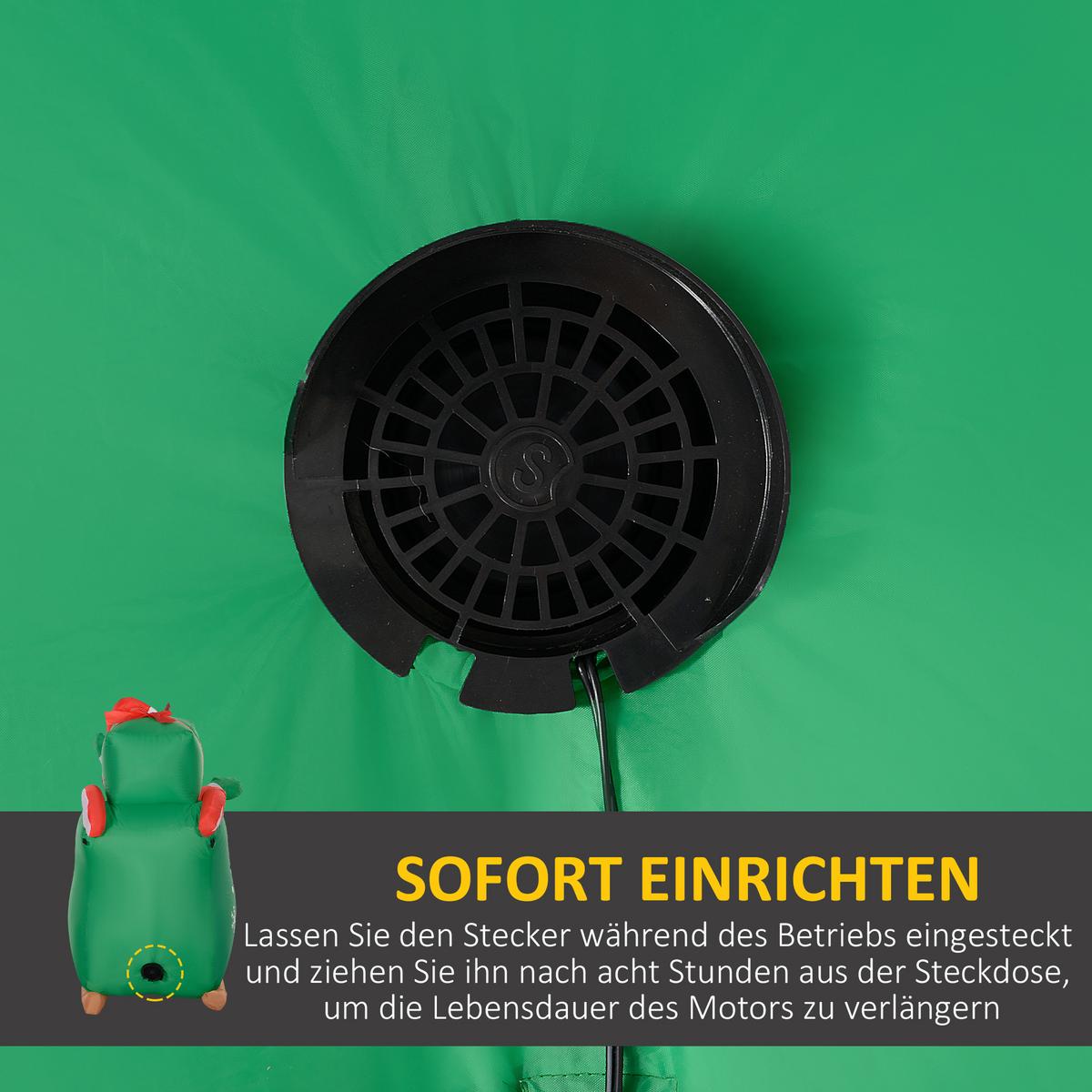 WEIHNACHTSMANN mit Schlitten & Rentier, aufblasbar, weiße LED-Beleuchtung, 210 x 80 x 140 cm - Multicolor, Kunststoff (80/140/210cm) - Outsunny