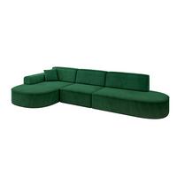 ECKSOFA Ottomane Links MARI-L2 - 328x171x79 cm Dunkelgrün Velours - Dunkelgrün/Schwarz, Holzwerkstoff/Kunststoff (328/171cm) - ALTDECOR