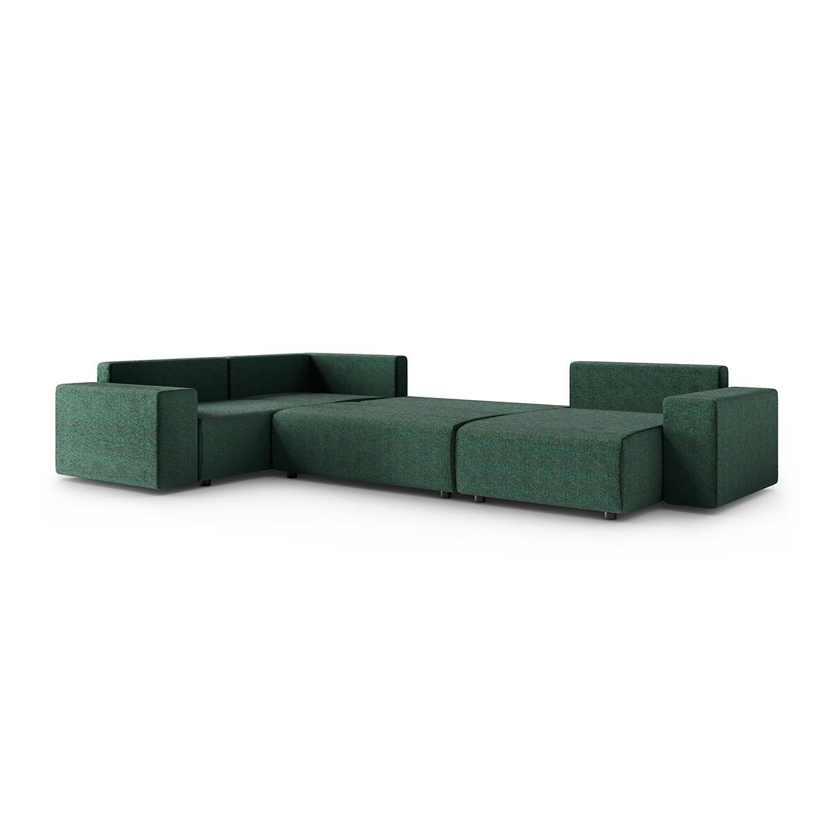 PANORAMASOFA Lorenzo 5 Sitzplätze Grün - Grün, Holz (378/85/236cm) - Petits-meubles