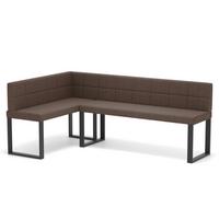 ECKBANK links SANA U Webstoff gesteppt, 142/196 cm Braun - Braun, Textil/Metall (142/196cm) - Idohome