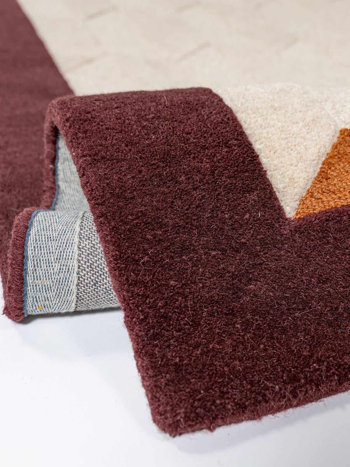 WOLLTEPPICH handgetuftet DARENT, Wabenmuster, Bordeauxrot, 200 x 290 cm - Rot, Textil (200/290cm) - KADIMA DESIGN