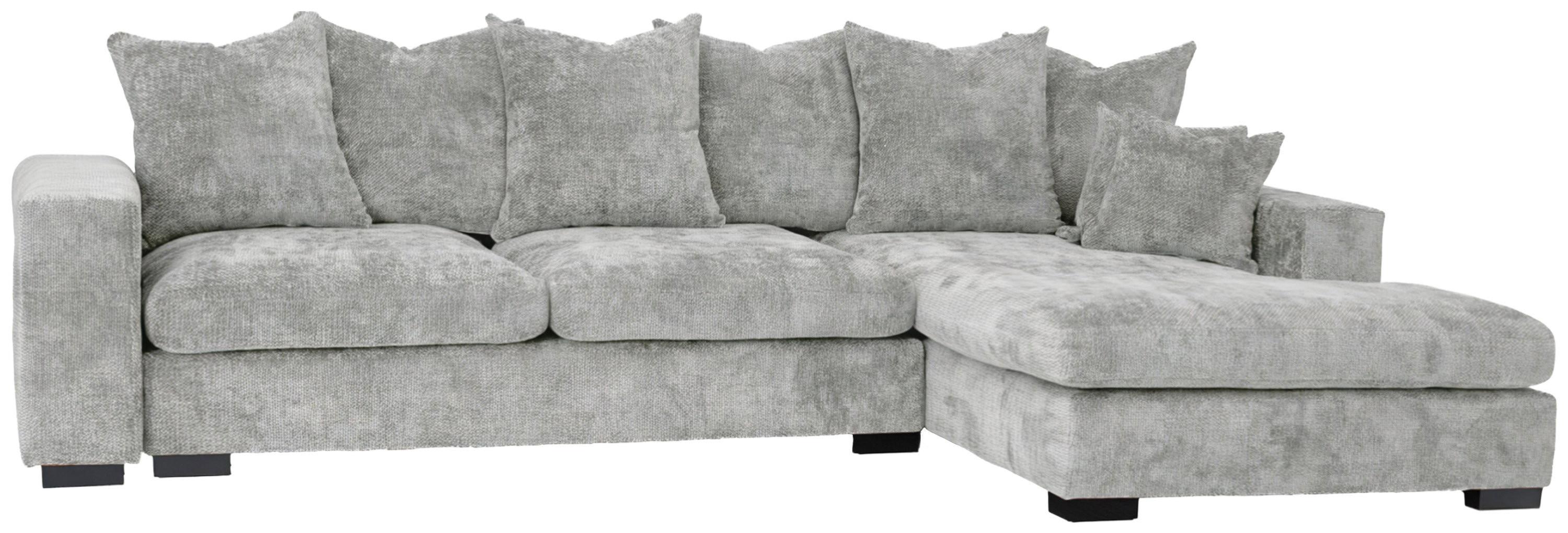 ECKSOFA Dahlia mit Schlaffunktion und Bettkasten in L-Form Rechts - Hellgrau Chenille 285/92/155 cm - Hellgrau/Schwarz, Kunststoff/Textil (155/285cm) - WFL GROUP