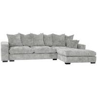ECKSOFA Dahlia mit Schlaffunktion und Bettkasten in L-Form Rechts - Hellgrau Chenille 285/92/155 cm - Hellgrau/Schwarz, Kunststoff/Textil (155/285cm) - WFL GROUP