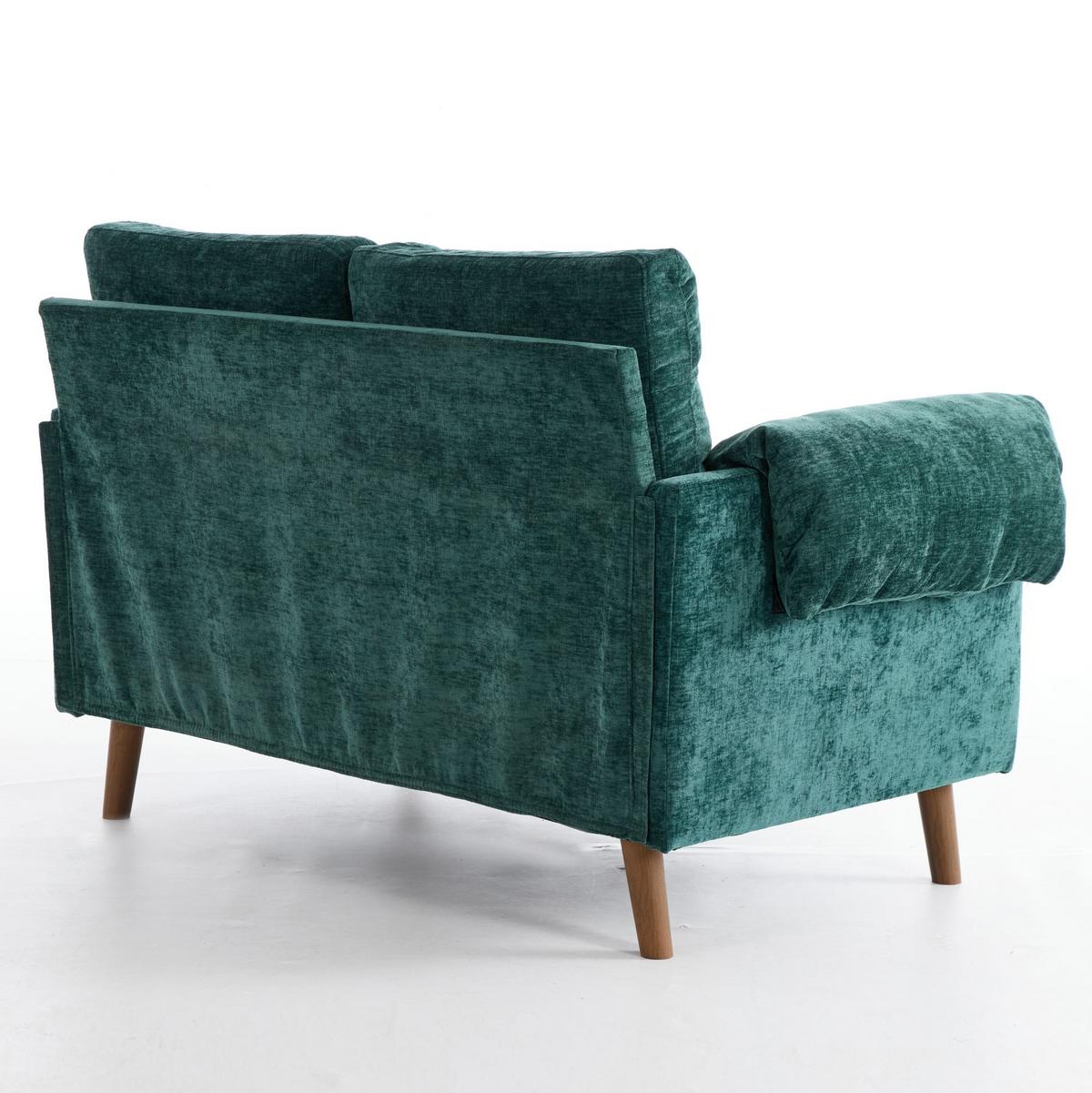 2-SITZER-SOFA aus smaragdgrünem chenille, kompakt und platzsparend - Grün, Textil (70/85/124cm) - Urban Meuble