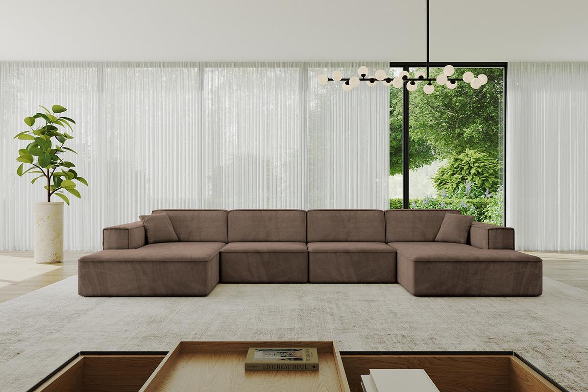 WOHNLANDSCHAFT IREA-U2-v4 - 386x165x77 cm Braun - Braun, Holzwerkstoff/Textil (386/77/165cm) - ALTDECOR