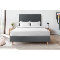 KOPFTEIL gepolstertes – anthrazitgrauer Samtstoff - 140 cm - Beige/Anthrazit, Karton/Holz (140/120/10cm) - Sommeil de Plomb