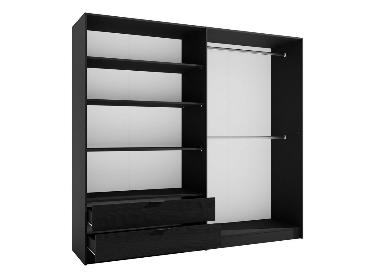 DREHTÜRENSCHRANK ZETRAL 220,2/203/54cm 4-türig mit Spiegel Schwarz - Schwarz/Eiche Artisan, Holzwerkstoff (220.2/203/54cm) - MASSENO