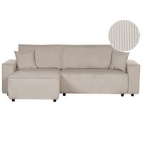 2-SITZER-ECKSOFA Cord beige linksseitig mit Schlaffunktion Abacka - Beige/Schwarz, Textil (247/147cm) - Beliani