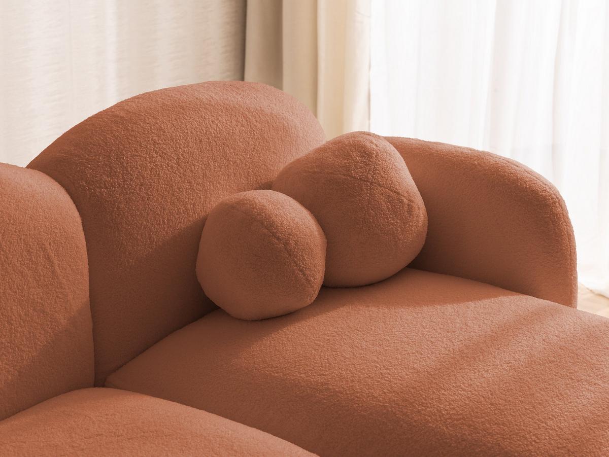ECKSOFA Nuvola mit abgerundetem Design Terrakotta Bouclé-Stoff - Ottomane Rechts - Terracotta/Schwarz, Holz/Kunststoff (190/146cm) - S-Style Möbel