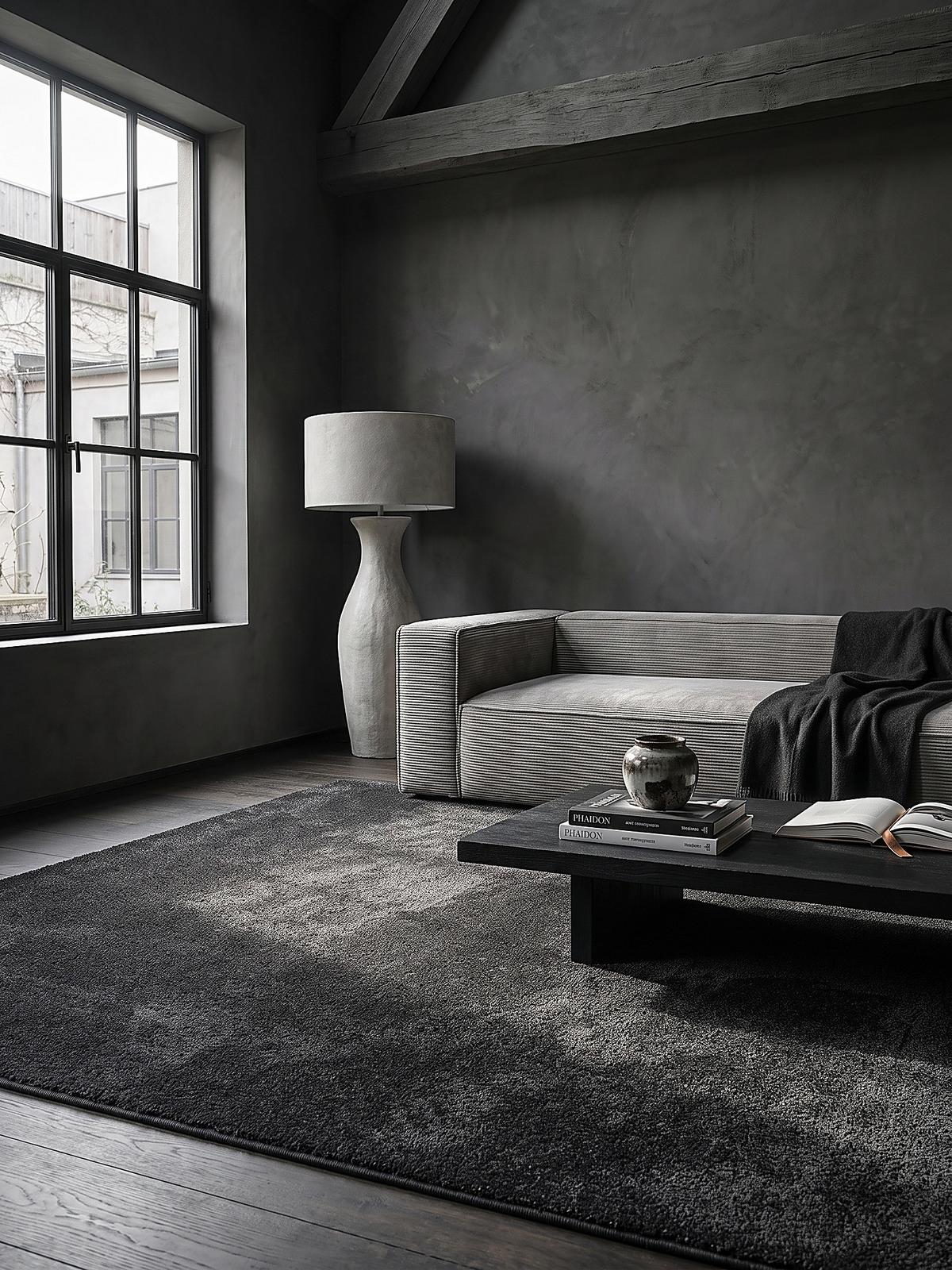 TEPPICH Hochflor ZINAL Uni Polyester Anthrazit 120 x 170 cm - Anthrazit, Textil (120/170cm) - KADIMA DESIGN