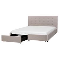 BETT 160/200 cm Hellgrau La Rochelle - Hellgrau/Schwarz, Textil (160/200cm) - Beliani