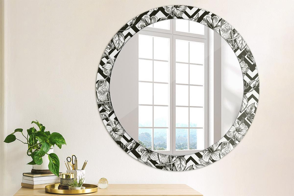 SPIEGEL Rund Ø 80 cm mit Aufdruck - Schwarz, Glas (80/80/0.4cm) - Wallfluent