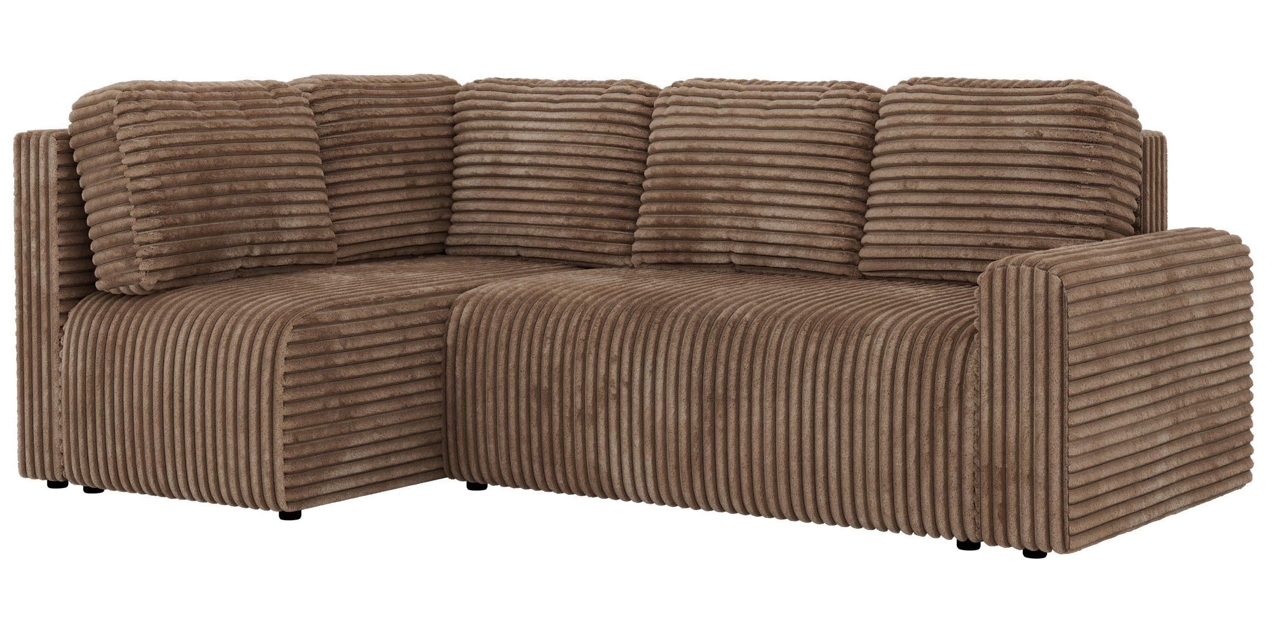 ECKSOFA NESSARO COR L - Braun Cord - Links - Schwarz/Braun, Kunststoff/Textil (151/240cm) - MKS