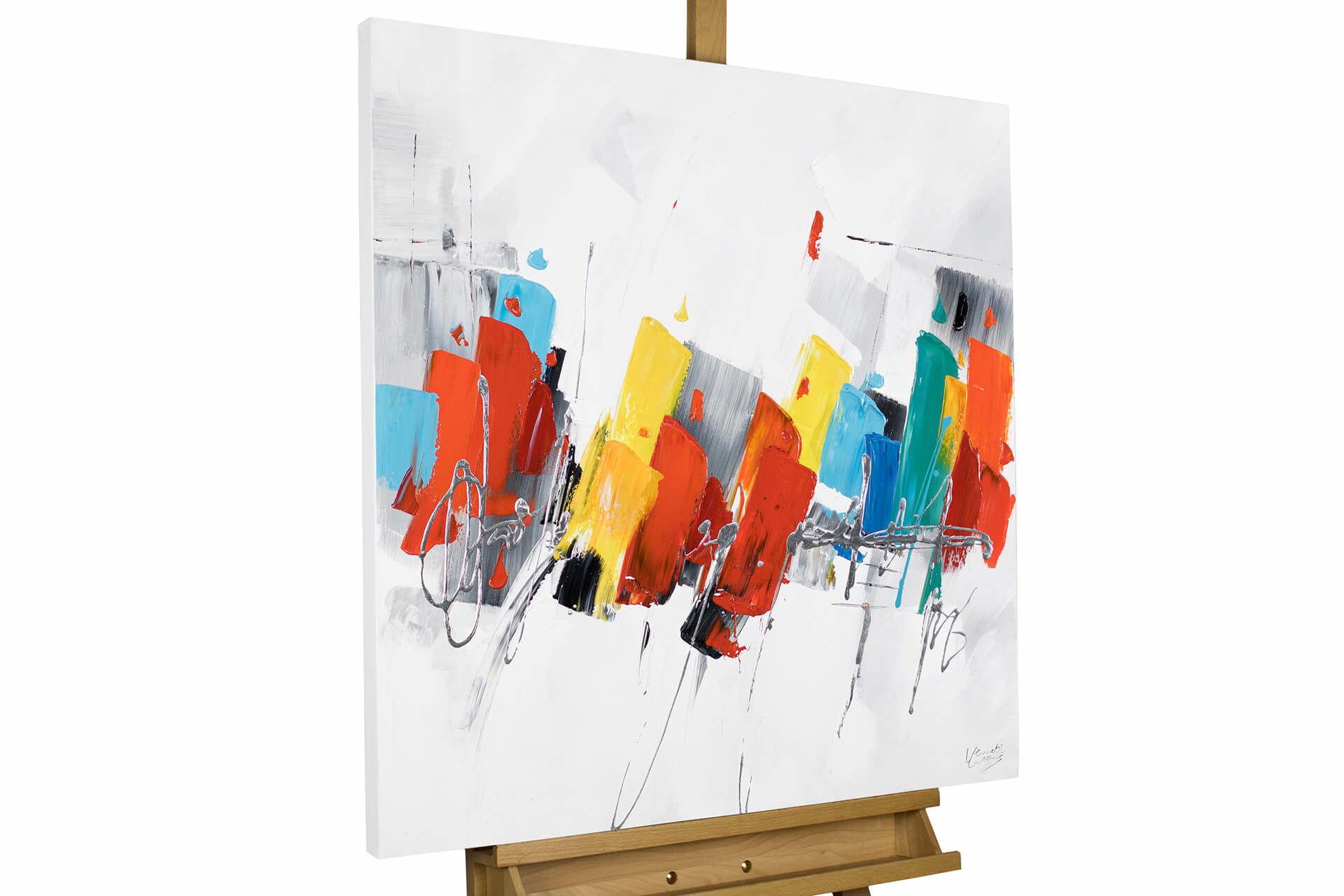 ÖLGEMÄLDE 80/80 cm - Multicolor/Weiß, Holz/Textil (80/80cm) - KUNSTLOFT