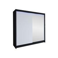 SCHWEBETÜRENSCHRANK Talin I, mit RGB LED Beleuchtung - Silberfarben/Weiß, Holzwerkstoff/Metall (180/215/58cm) - MIRJAN24