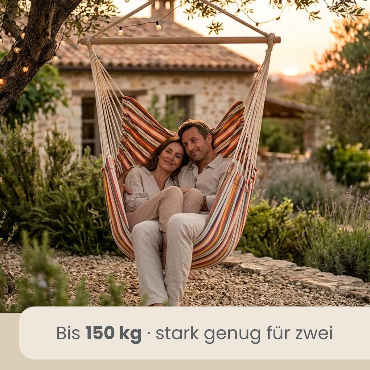 XXL HÄNGESESSEL 185/130 cm Belastbar bis 150 kg Multicolor - Multicolor, Textil (130/155/185cm) - Amanka