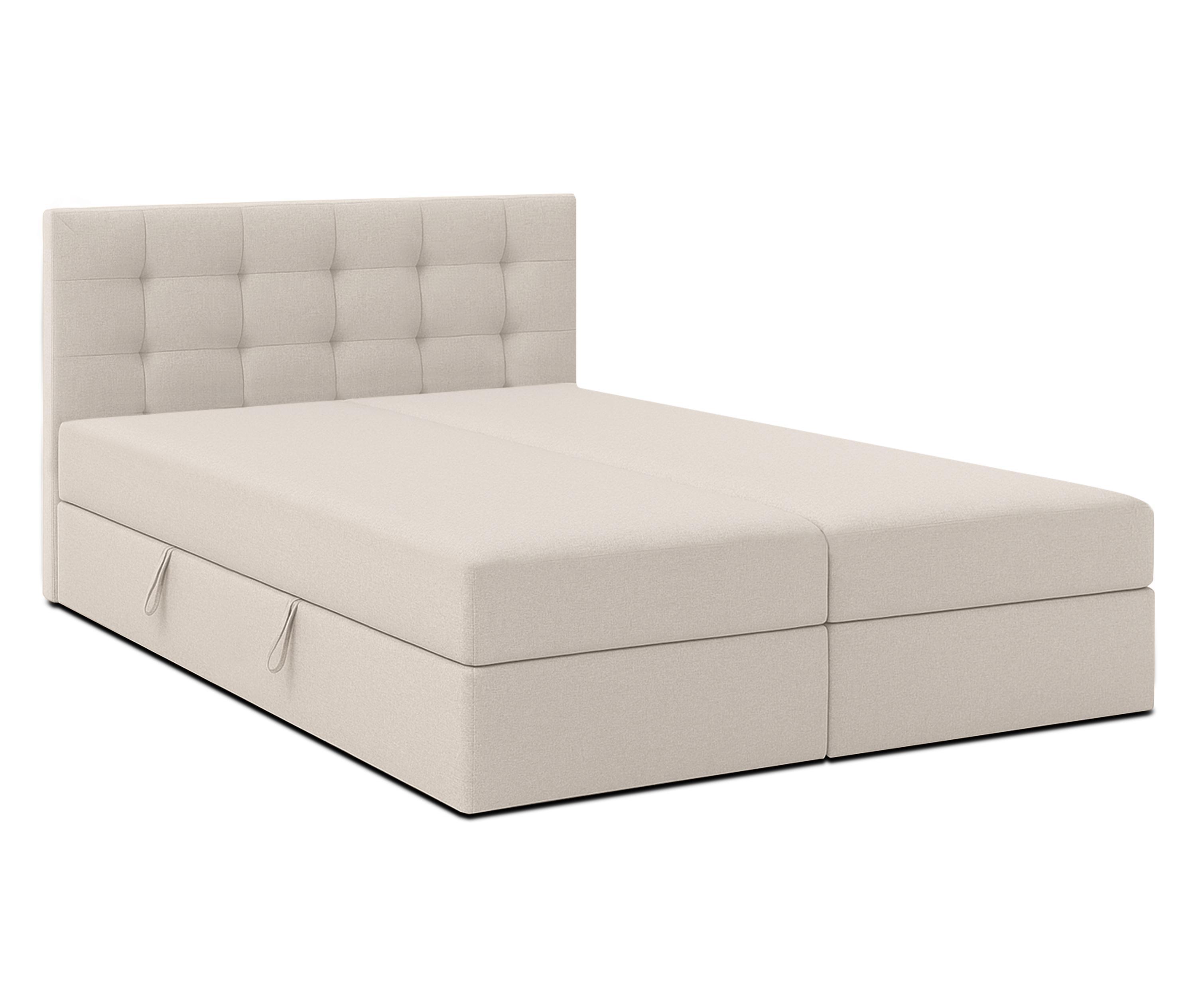 BOXBETT BELINAI 160x200 cm mit Bettkasten und Matratze - Beige + TOPPER - Beige/Schwarz, Holz/Holzwerkstoff (160/200cm) - AX Living