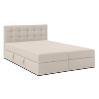 BOXBETT BELINAI 160x200 cm mit Bettkasten und Matratze - Beige + TOPPER - Beige/Schwarz, Holz/Holzwerkstoff (160/200cm) - AX Living
