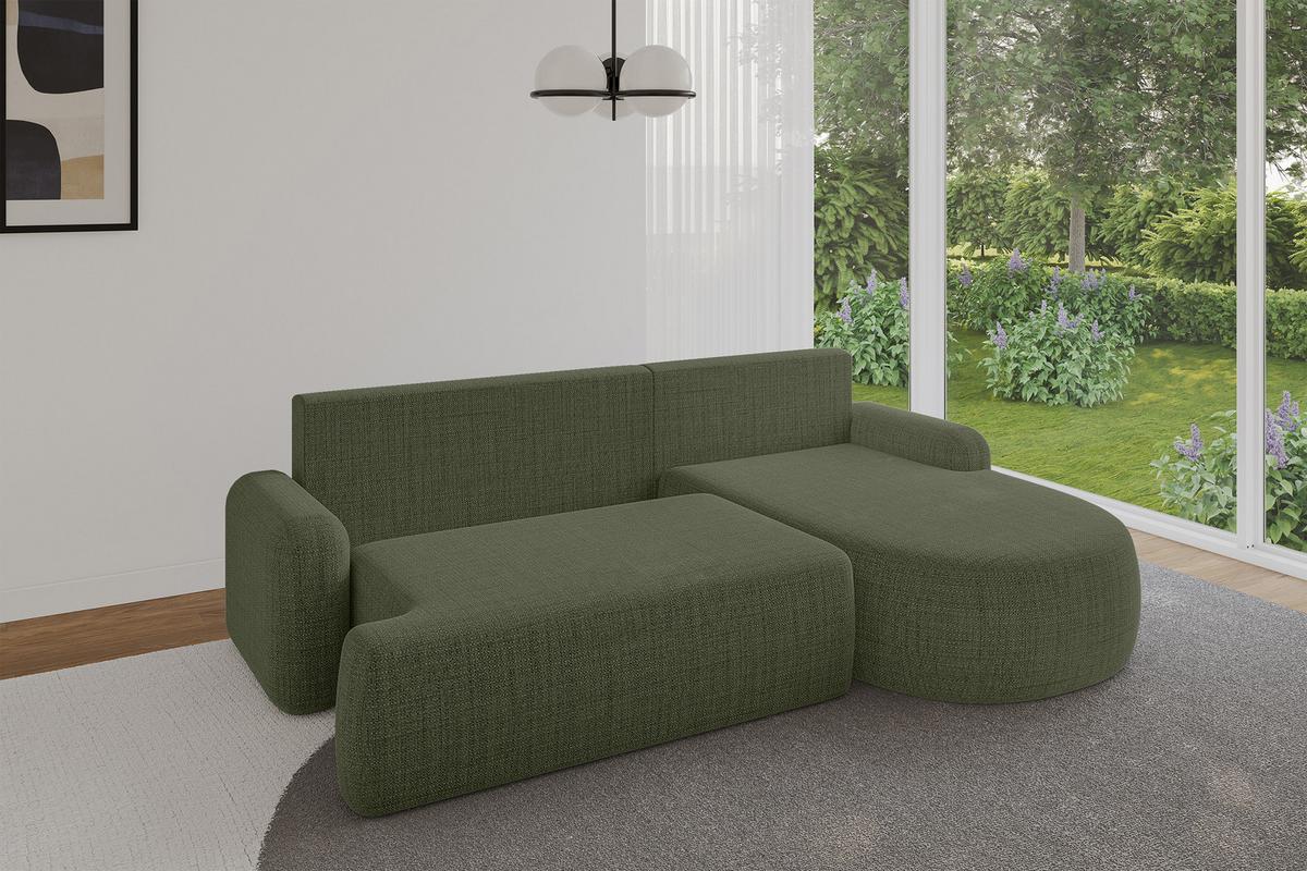 ECKSOFA mit Schlaffunktion und Bettkasten LIRA-L - 264x172x89 Grün - Grün, Holzwerkstoff/Textil (172/264cm) - ALTDECOR