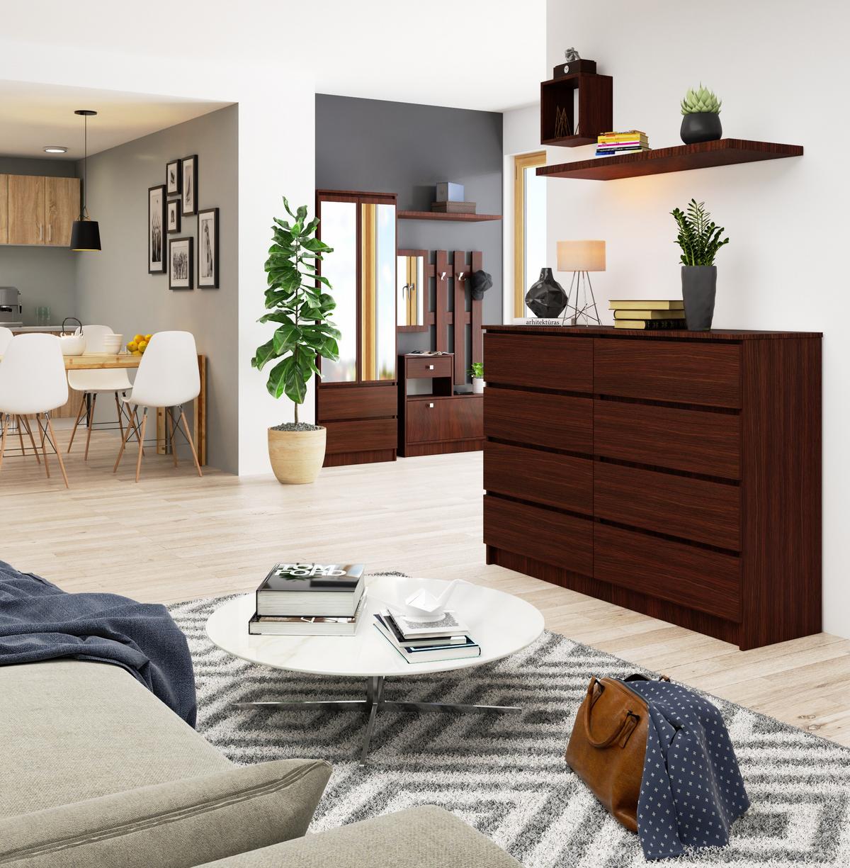 KOMMODE Dunkelbraun 99/138/40 - Dunkelbraun, Holzwerkstoff (138/99/40cm) - RAUMHIRSCH FURNITURE