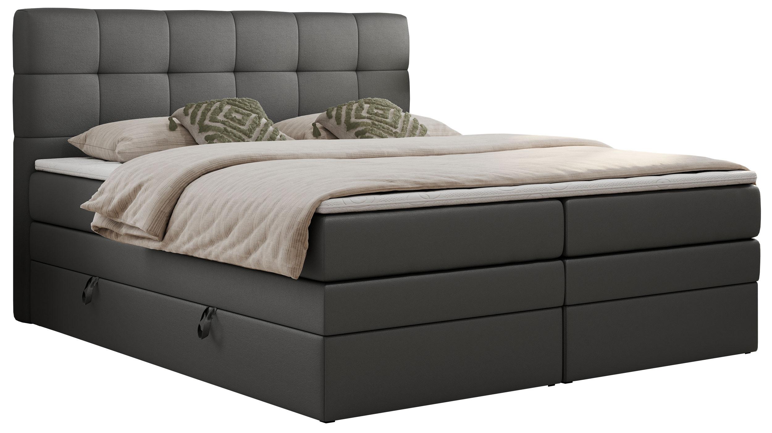 BOXSPRINGBETT LUKA KING 180/200 Dunkelgrau Kunstleder - H3 - Dunkelgrau, Holz/Textil (180/200cm) - MKS