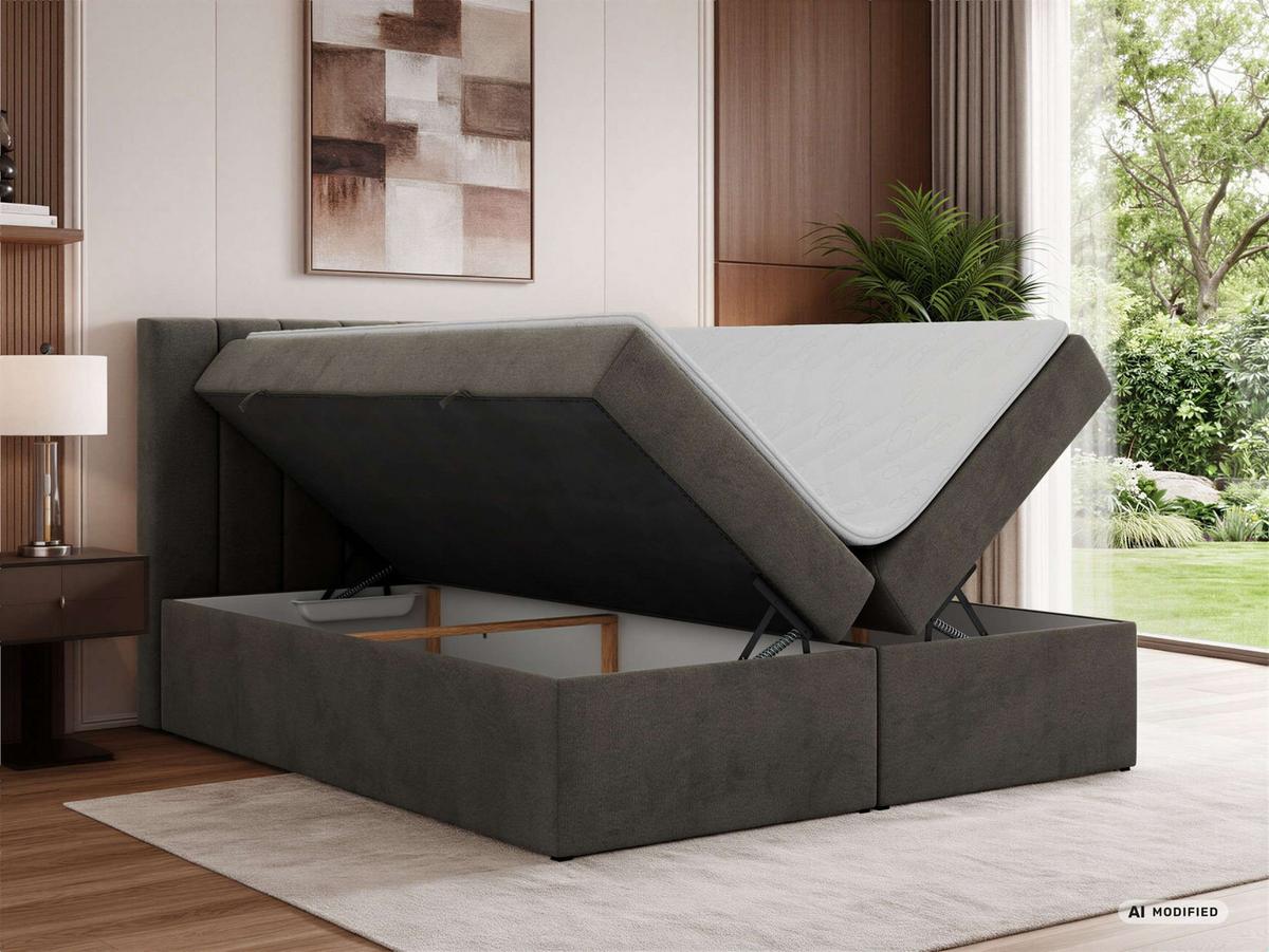 BOXBETT ALVER 180/200 - Dunkelgrau Velvet - Topper T25 - H3 - Dunkelgrau/Schwarz, Kunststoff/Textil (180/200cm) - MKS