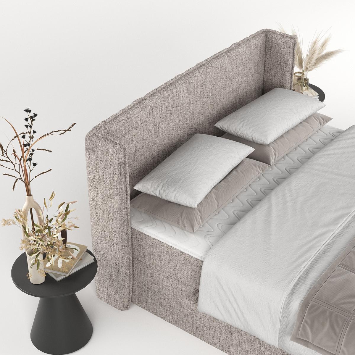 BOXBETT Viva 140/200 cm Beige im Neve Stoff - Beige/Schwarz, Holz/Holzwerkstoff (140/200cm) - AltaBeds