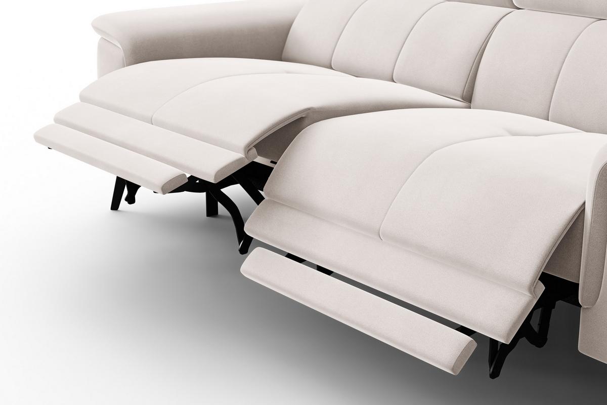 SOFA RELAX FIERO 3-Sitzer, Beiger Veloursstoff - Beige/Schwarz, Holz/Textil (212/82/103cm) - Courtois Laville