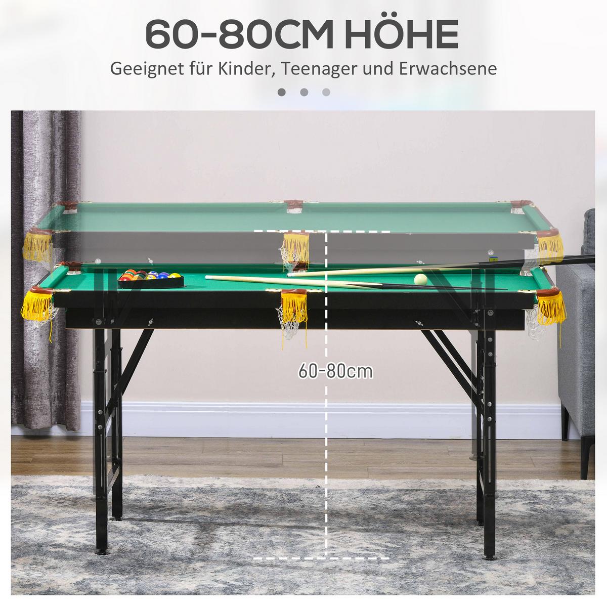 MULTIGAME Spieletisch Multifunktionstisch inkl. Tischtennis Billardtisch Grün - Blau, Holzwerkstoff (63/140cm) - SPORTNOW