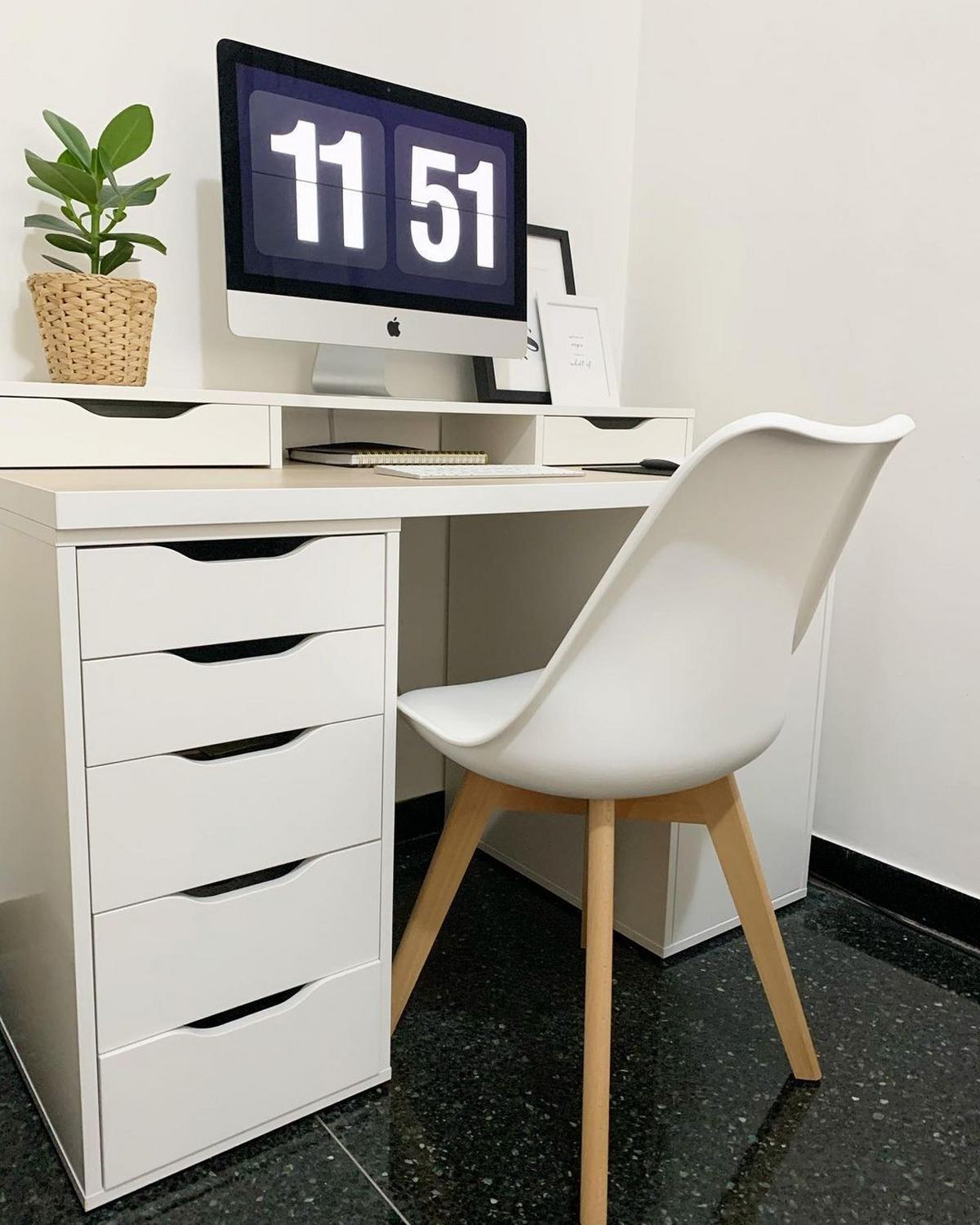 ARBEITSHOCKER 2er-Set Kunststoff Weiß Dakota II - Weiß, Holz/Kunststoff (47/84/43cm) - Beliani