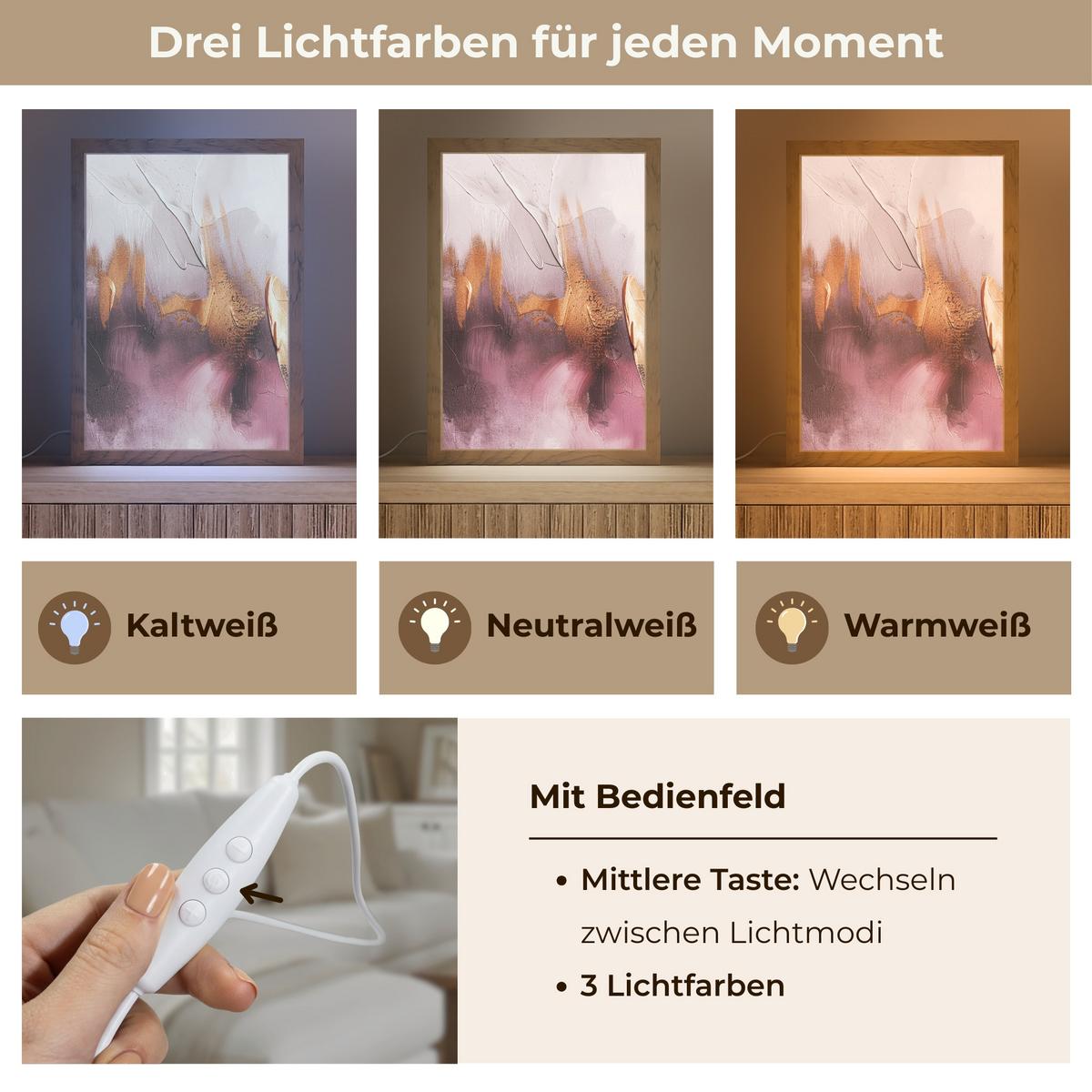 WANDLEUCHTE Lila - Abstrakt - Farbe - Gold 20x30 cm - Mauve, Holzwerkstoff (20/30/8cm) - OnlyWow