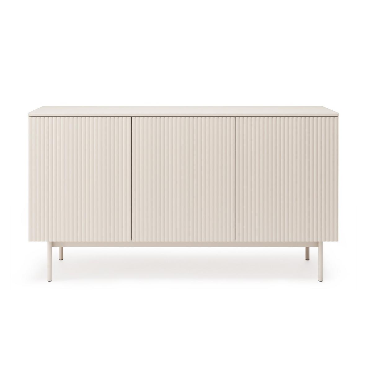KOMMODE Soft mit 3 Türen und geriffelten Fronten, Kaschmir - Kaschmir, Holzwerkstoff/Metall (150/83/38cm) - Beautysofa