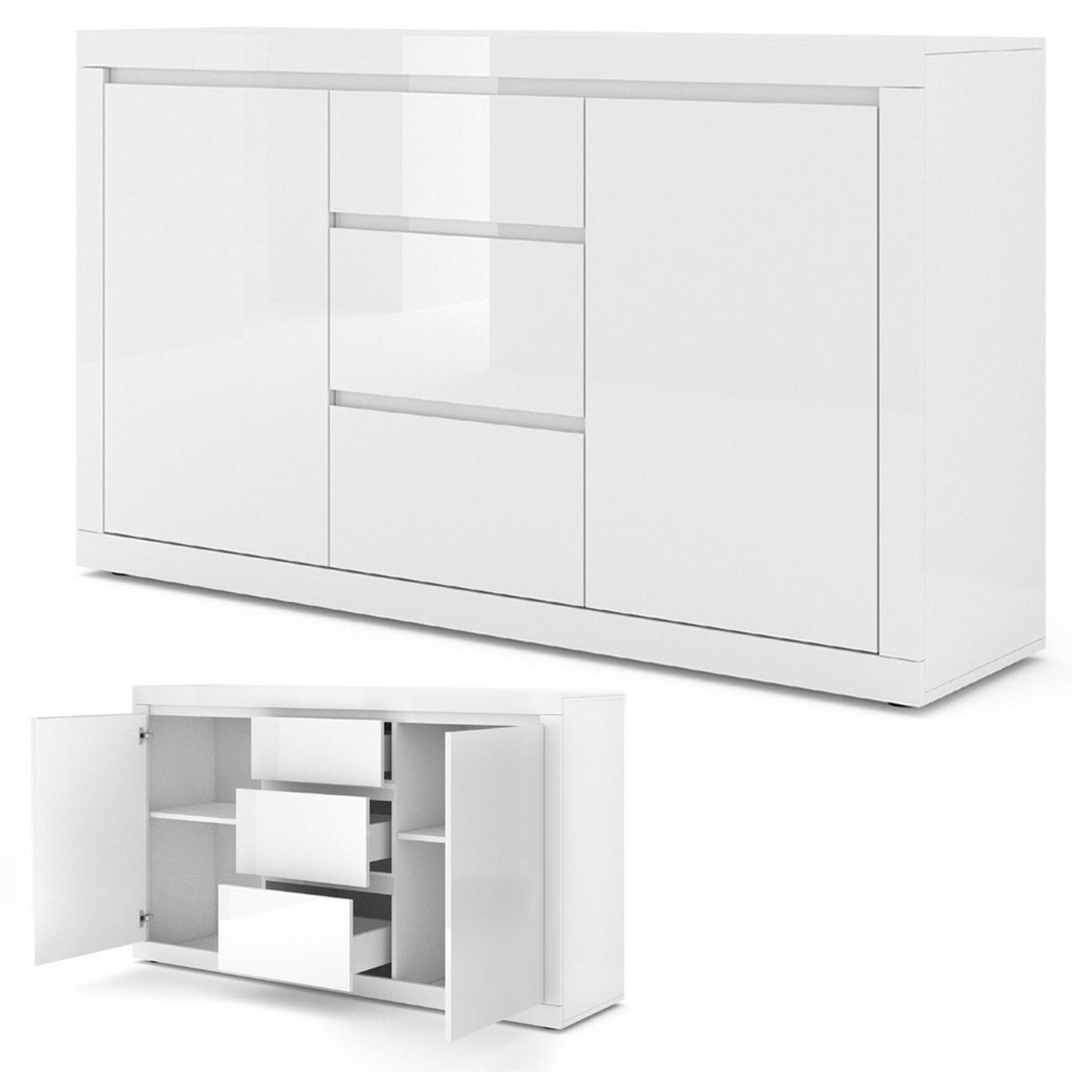 KOMMODE Weiß, Weiß Hochglanz 150/89/40 - Weiß Hochglanz/Weiß, Holzwerkstoff (150/89/40cm) - RAUMHIRSCH FURNITURE