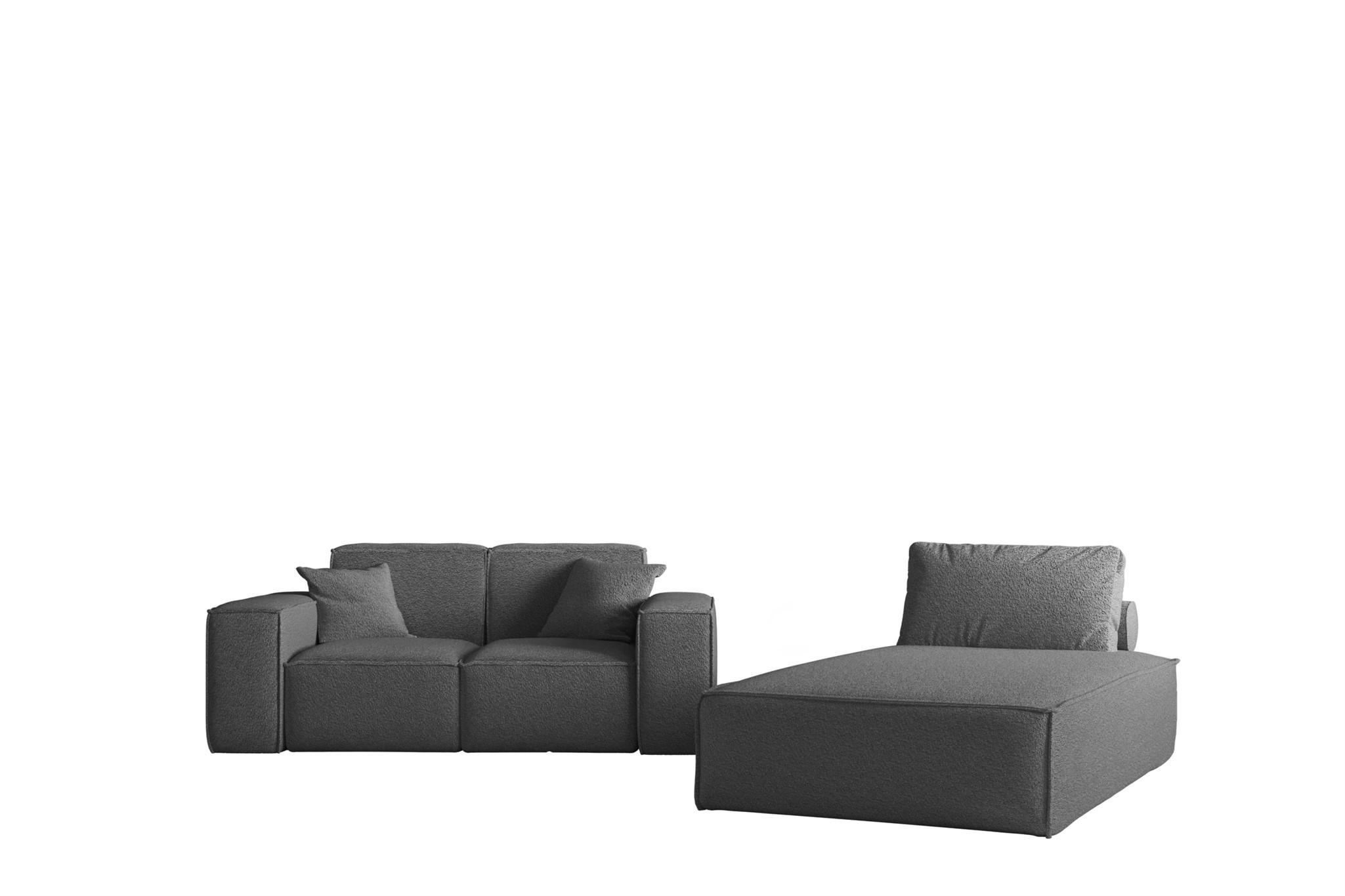 SOFA Sezlong Celes Premium 2er-set - Graphitfarben, Holzwerkstoff/Textil (110/95/194cm) - Fun Möbel