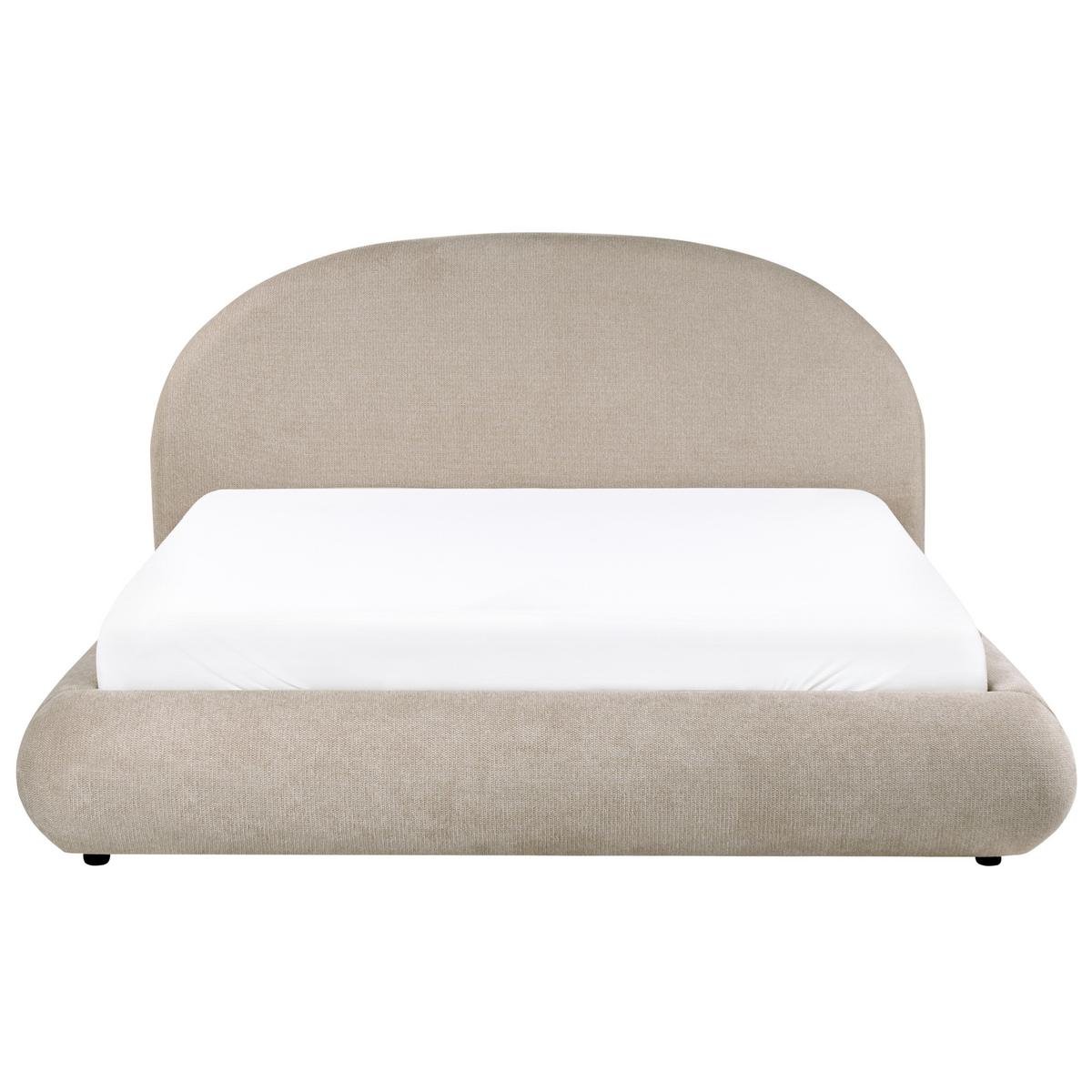 BETT mit Stauraum 180/200 cm Stoff Taupe Grasse - Taupe, Textil (180/200cm) - Beliani