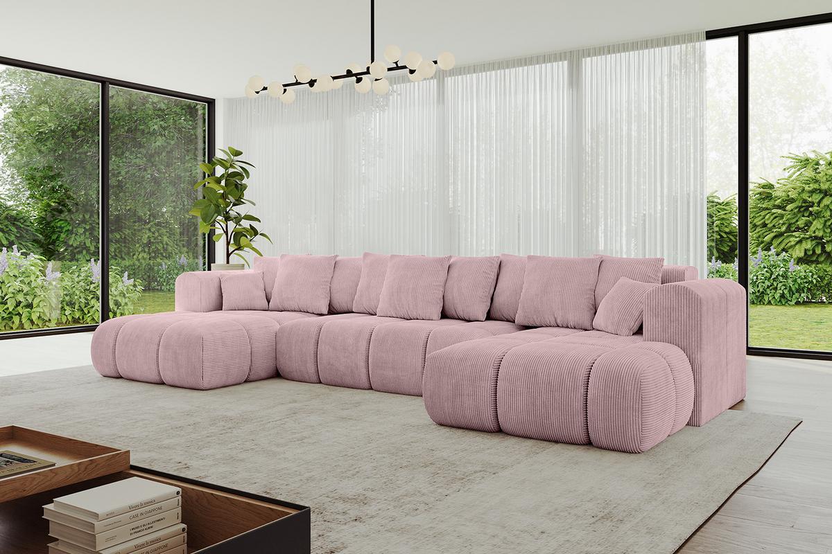 WOHNLANDSCHAFT CLOUD-U-v1 405x185x90 Rosa Cord - Rosa, Holzwerkstoff/Kunststoff (405/90/185cm) - ALTDECOR
