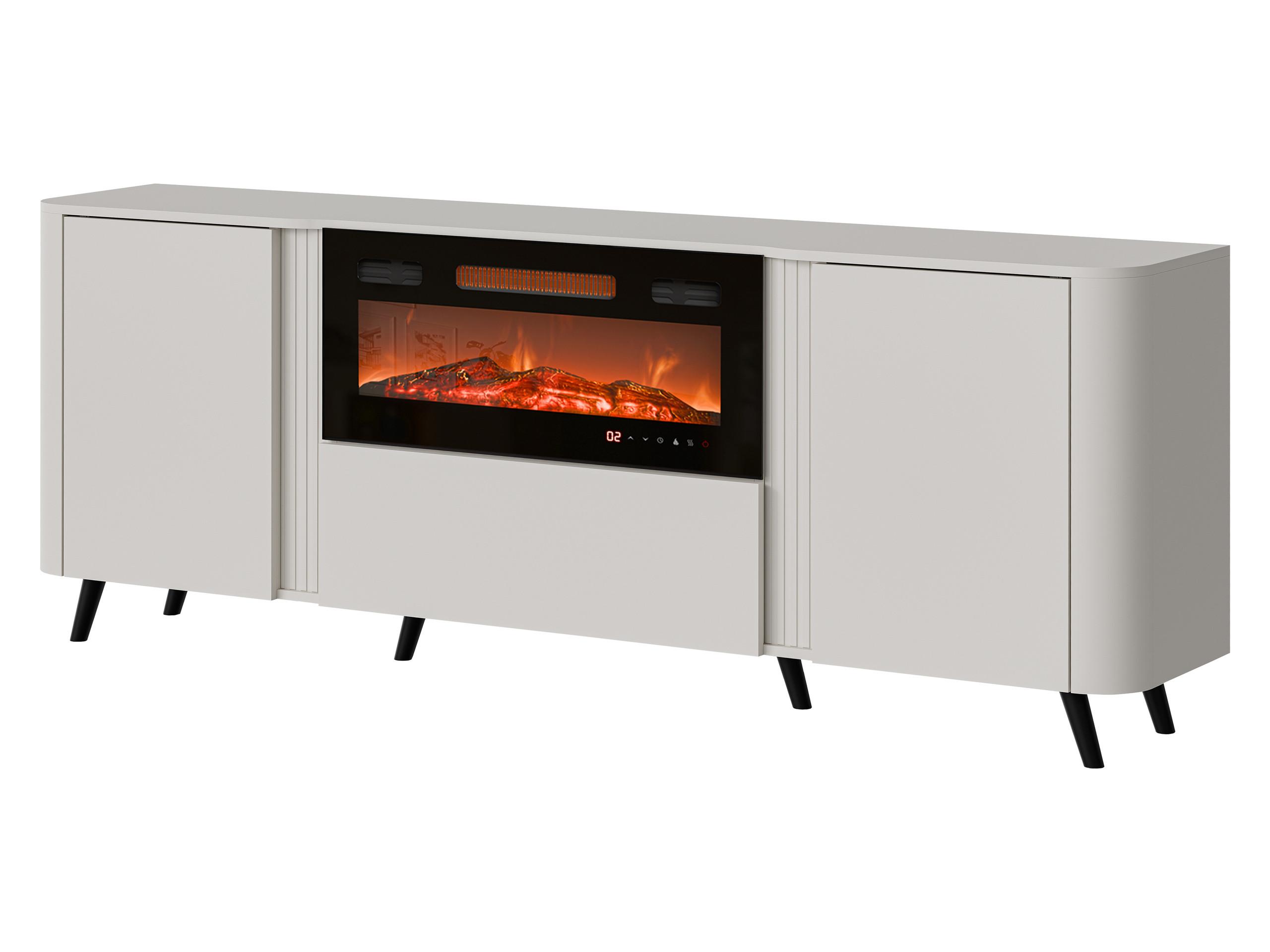 KOMMODE Volare 200 EF mit Kamin - Kaschmir/Schwarz, Holzwerkstoff/Kunststoff (200/76/39cm) - MIRJAN24