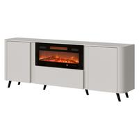 KOMMODE Volare 200 EF mit Kamin - Kaschmir/Schwarz, Holzwerkstoff/Kunststoff (200/76/39cm) - MIRJAN24