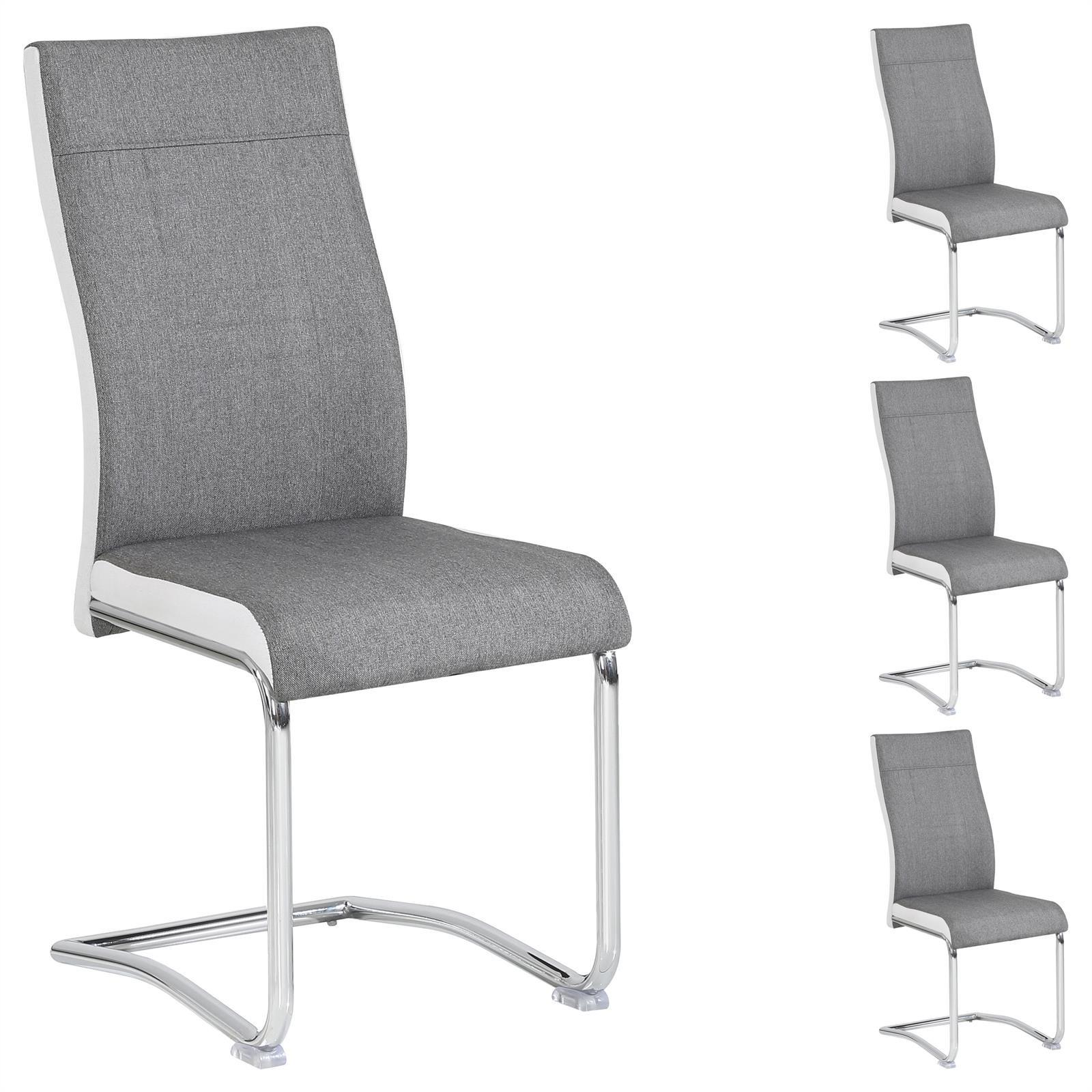 ESSZIMMERSTUHL ALBA 4er-Set grau/weiß - Weiß/Grau, Textil (44/98/54cm) - CARO-Möbel