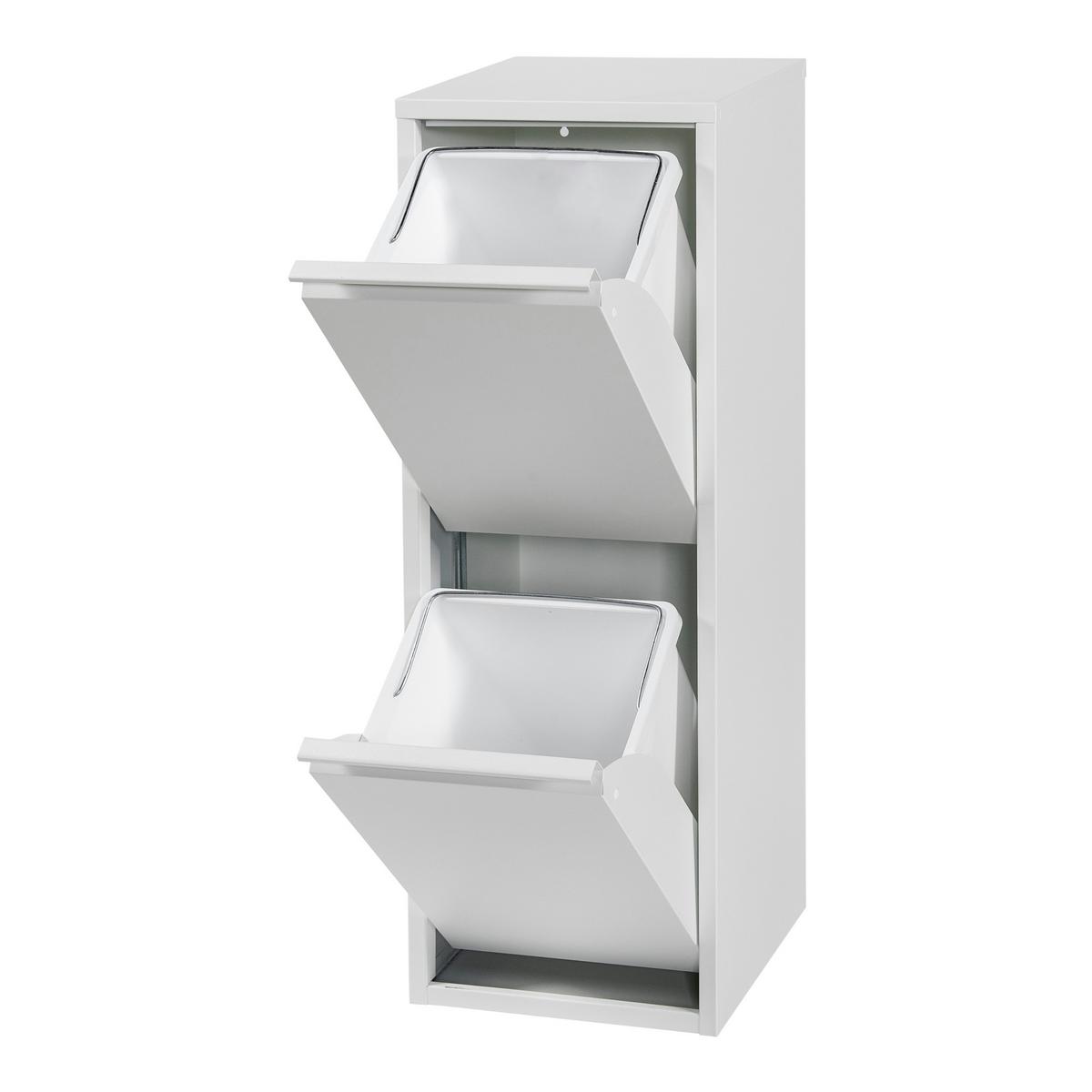 MÜLLTRENNSCHRANK Sollentuna - Weiß, Kunststoff/Metall (33/93/25cm) - [en.casa]