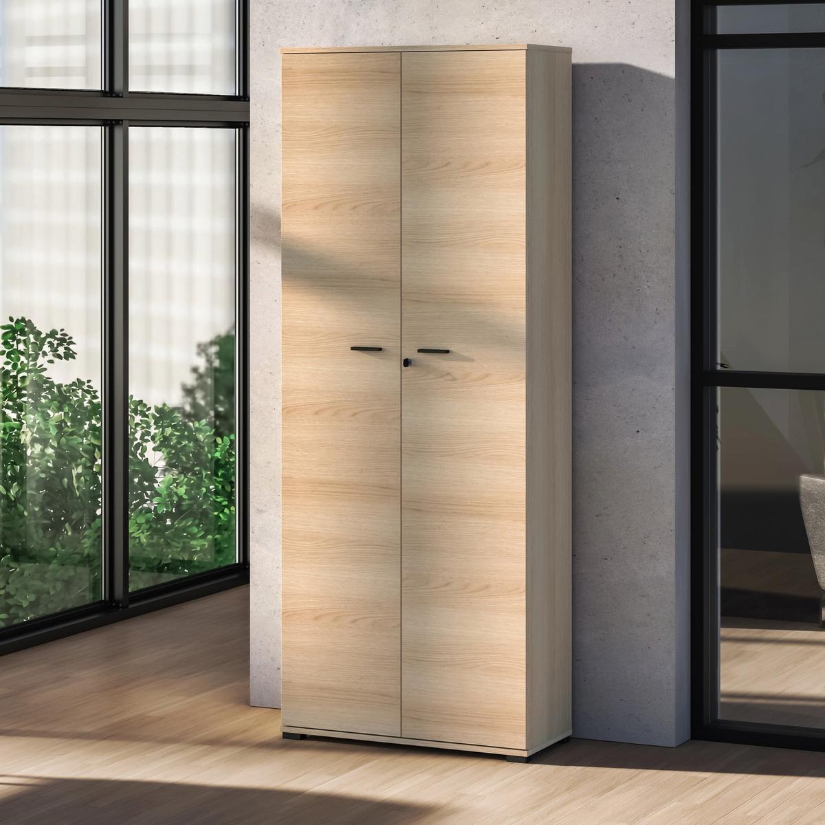 KLEIDERSCHRANK Odelis 2-türig 79 cm - Beige/Schwarz, Holzwerkstoff/Kunststoff (79/203/33.7cm) - Selsey
