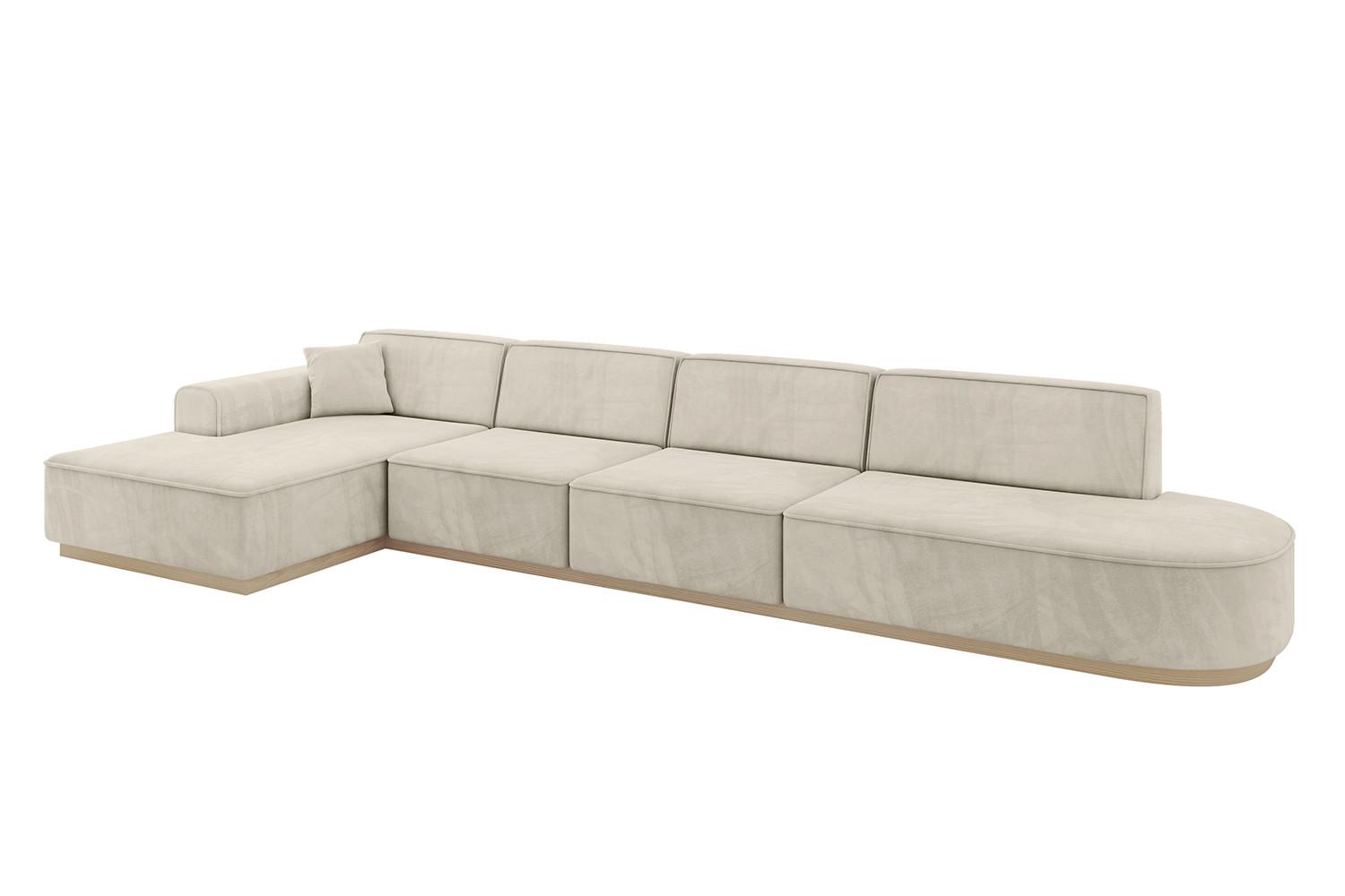 ECKSOFA Ottomane Links IREA-L3 - 413x171x83 cm Dunkelgrau - Ecru, Holzwerkstoff/Textil (413/171cm) - ALTDECOR