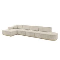 ECKSOFA Ottomane Links IREA-L3 - 413x171x83 cm Dunkelgrau - Ecru, Holzwerkstoff/Textil (413/171cm) - ALTDECOR